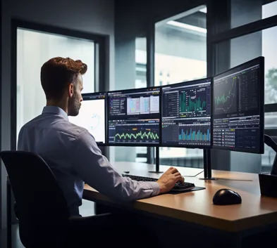 SEO expert working on on-page and off-page optimization dashboards